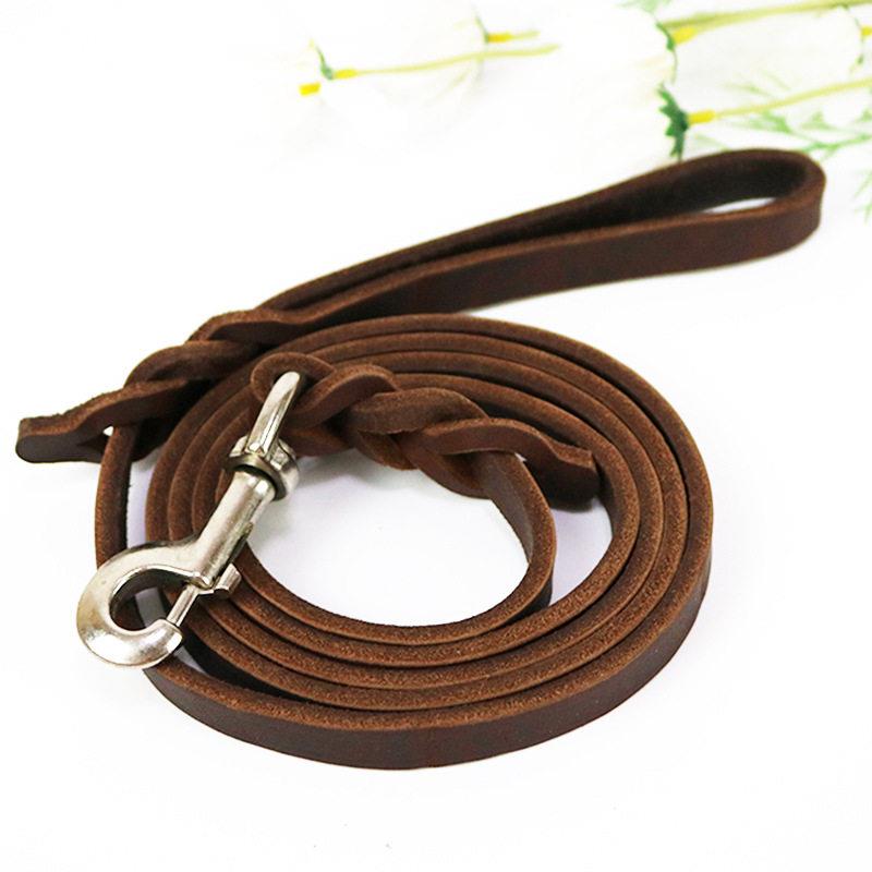 宠物用品德牧赛绳皮牵引绳宠物狗狗牵引带油皮牧羊犬狗链现货