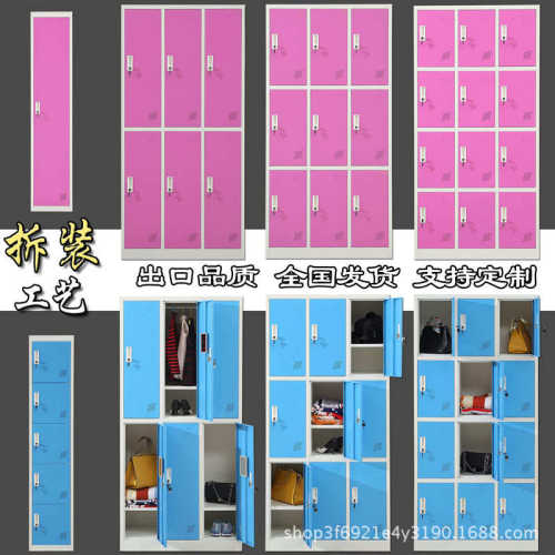 彩色更衣柜拆装铁皮储物柜6门健身房存包柜12门钢制多门柜厂家