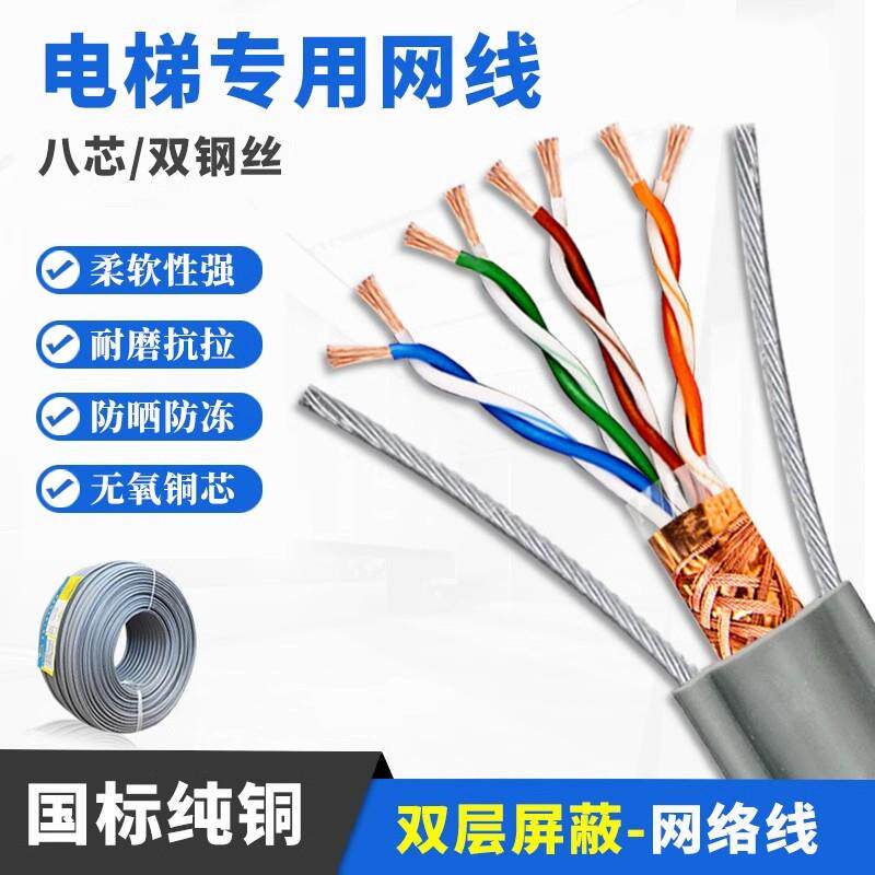 电梯专用网线国标随行双钢丝8芯网络线