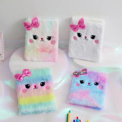 Cartoon Cat Small Diary Book Girl Cute Plush Note Book