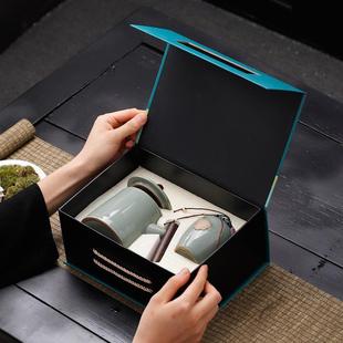 家用送礼礼品 哥窑马克杯办公杯带盖过滤水杯茶水分离泡茶杯礼盒装