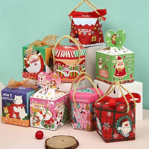 20Set Christmas Gift Bag Kraft Paper Bags Santa Claus Snowma