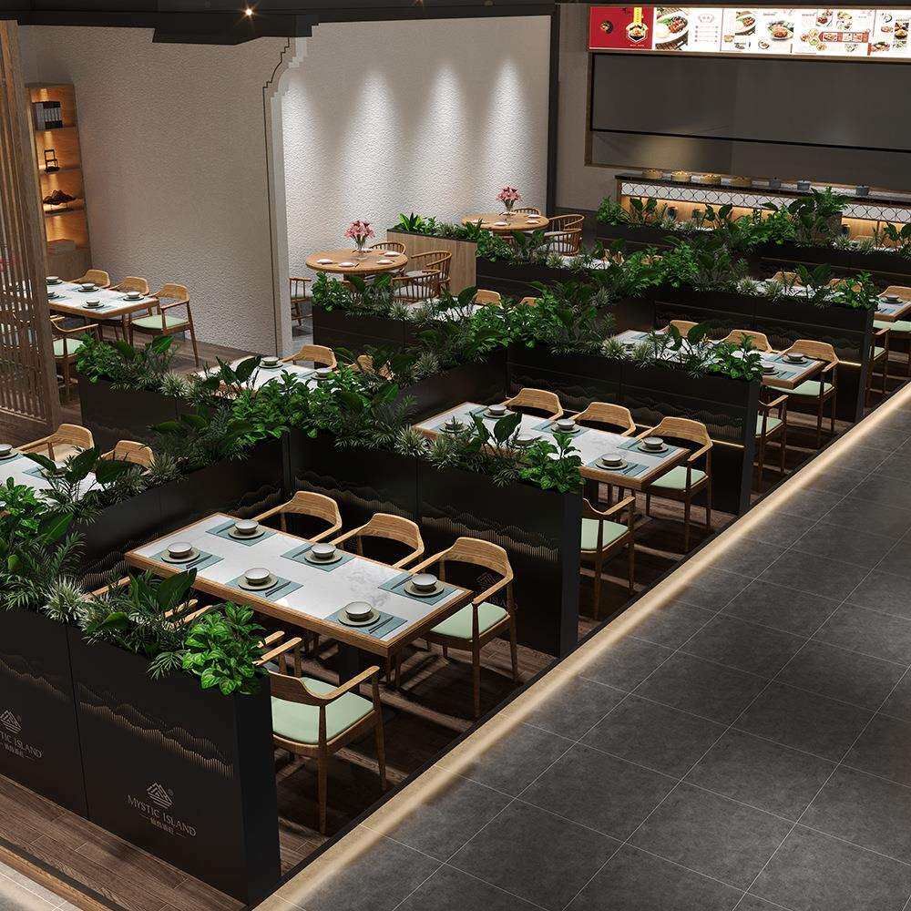 餐厅卡座隔断542风围屏栏咖啡厅厢铁艺箱花包西餐店过道绿植花架