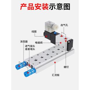 亚德客型电磁阀底座4V210汇流板200M-02F4F16F20F阀板阀座汇流排