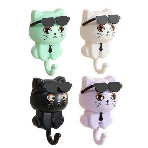 Creative Cartoon Cat Hook Adhesive Cute Cat Key Holder