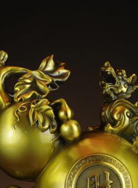 黄铜福禄兽黄铜葫芦寿店葫芦貔貅家居铜铺摆件福禄财字XEK貔貅