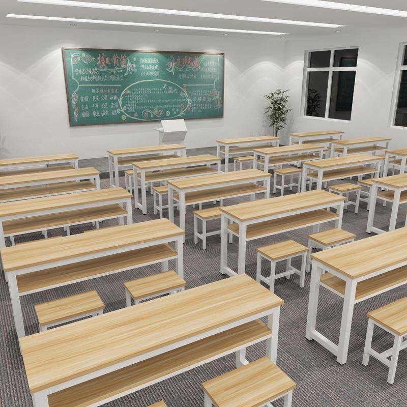 新款直销学生课桌椅员工学习写字长条桌托管单人双人幼儿园培训辅