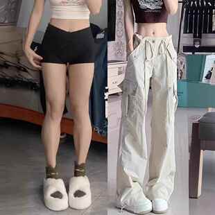 美式白色工装裤女直筒高腰春秋新款大码胖mm宽松显瘦休闲阔腿裤子