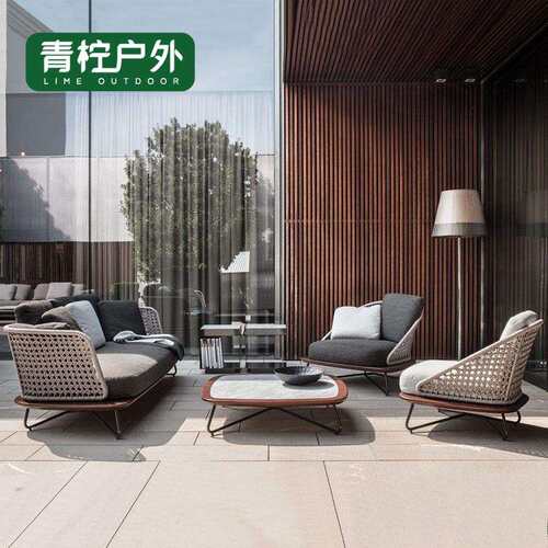 户外沙发庭院阳台别墅酒店藤编沙发休闲藤椅售楼处室外花园家具