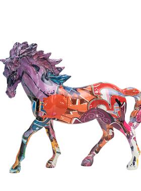 新款美柜式动物马摆家居客厅桌面RDW1017酒柜电视件骏马工品摆艺