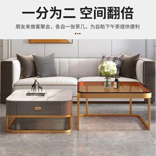 轻奢岩板几客厅家用现代柜简小约户M-15C型玻璃茶几网红方形电视