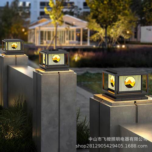 太阳柱头灯户外122庭院灯围墙别新中式防水墅大门两侧柱子能灯接