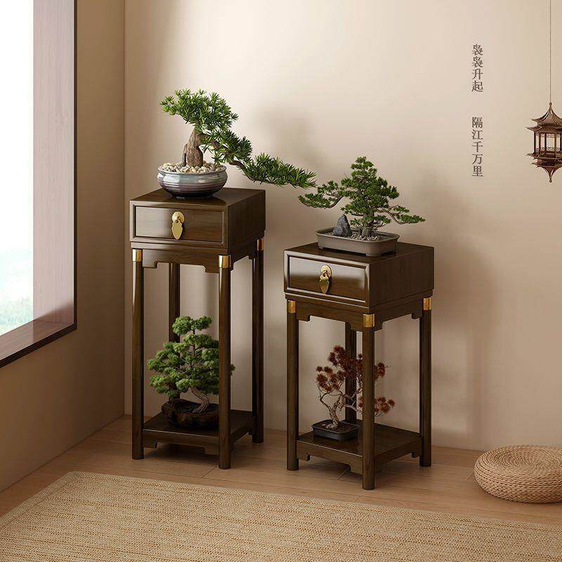 中式花架阳台绿植置收物纳架客厅落地式花盆子室内带多层抽PVC花
