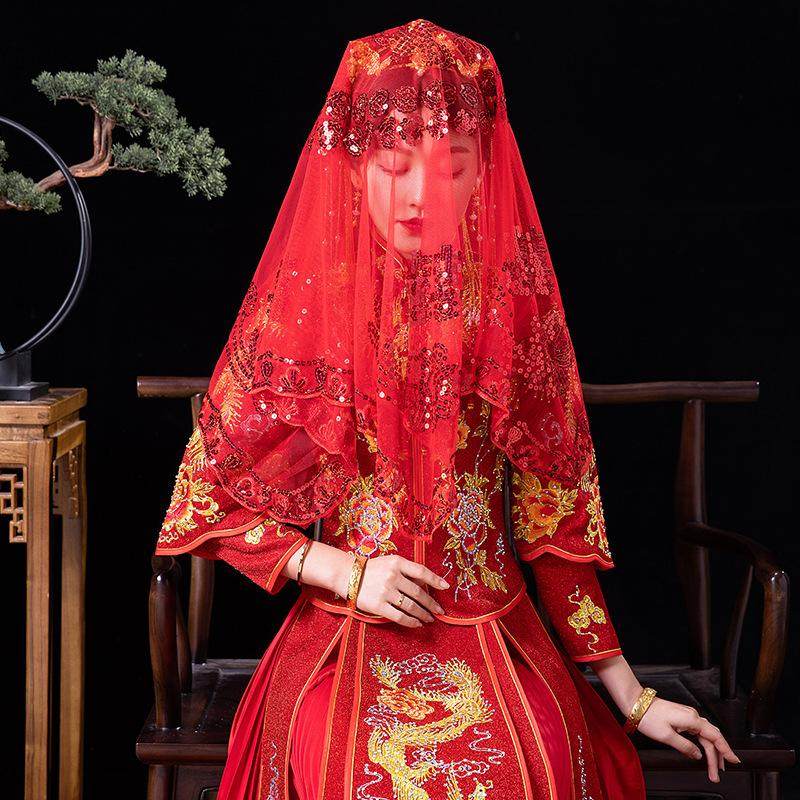 新娘红盖头结婚苏绣半透明网纱头纱红色秀禾服喜帕中式婚礼蒙头巾,服饰配件/皮带/帽子/围巾,头纱,淘宝优惠券,粉丝福利购,淘宝优惠卷