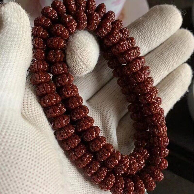精品飞碟小金刚菩提子108颗机刷包浆梅花双龙矮桩圏手串