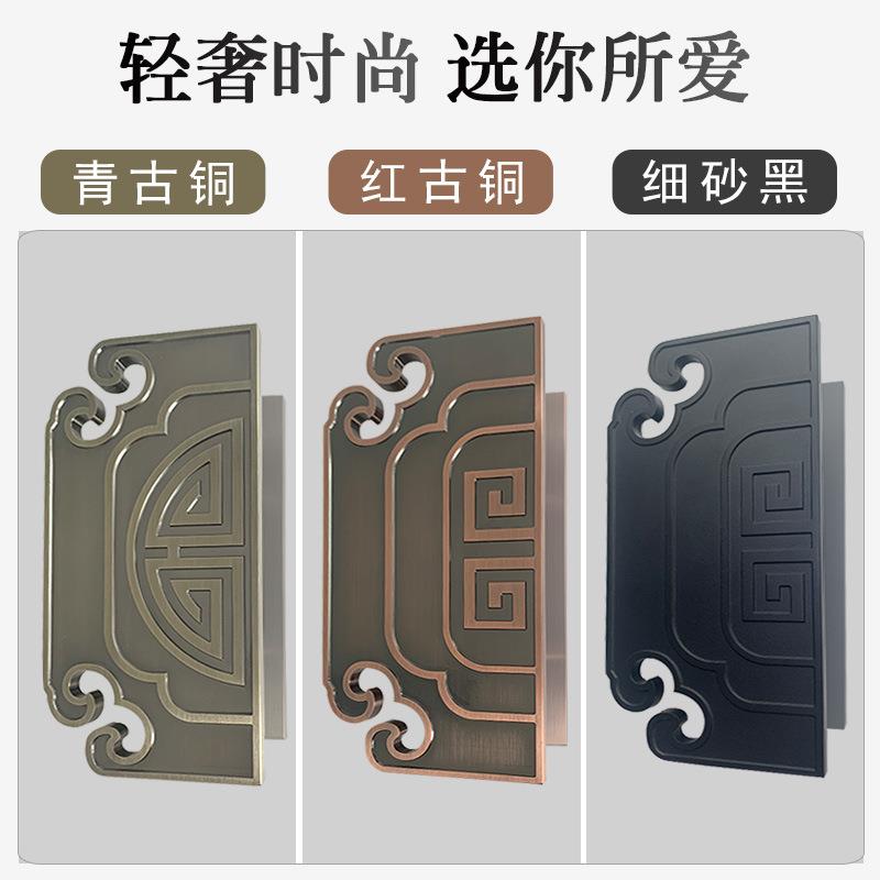 兴磊简约新中式玻璃门把手家用别墅实木门铝雕刻大门拉手图片