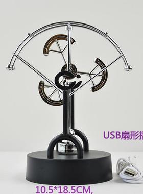 高档金属永生动仪顿摆创意海豚旋电磁转摇摆器办牛公室装饰摆件日