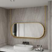 挂横式 椭圆形吊镜空806吊镜天花板挂吊镜酒卫生间智能发光悬镜店