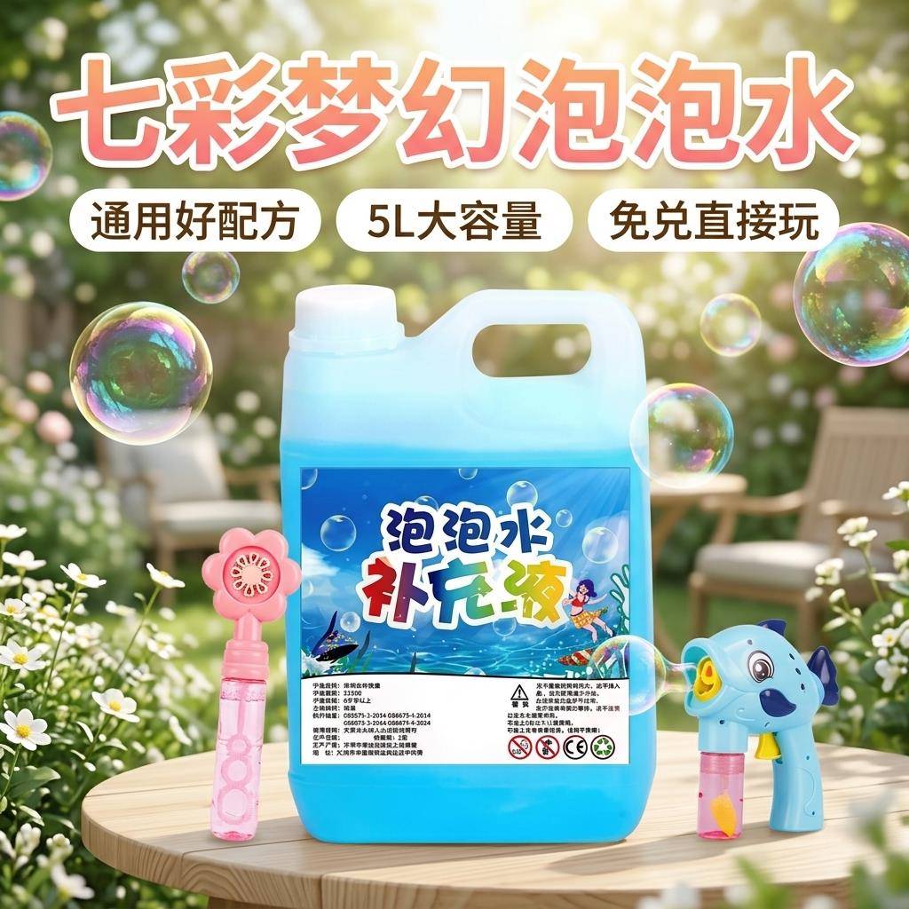 泡泡水补充液泡泡机专用儿童婴儿泡泡液枪吹棒大桶七彩浓缩泡泡枪