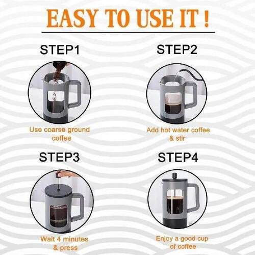 600ml French Press Coffee Maker Borosilicate Glass Heat