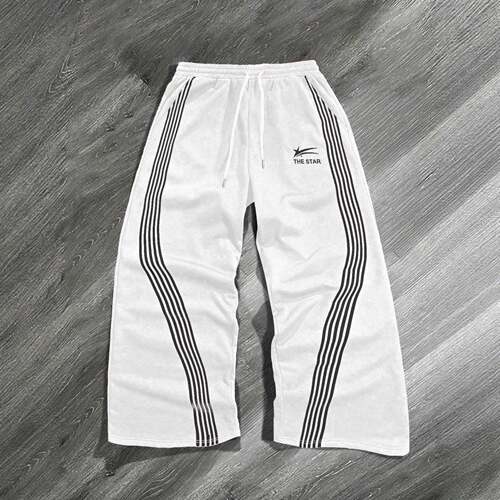 Loose Fit Star Print Drawstring Waist Sports Pants Casual