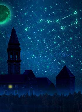 HZY911-A手绘火星夜光星星星球创意墙贴画 儿童房装饰发光墙贴纸
