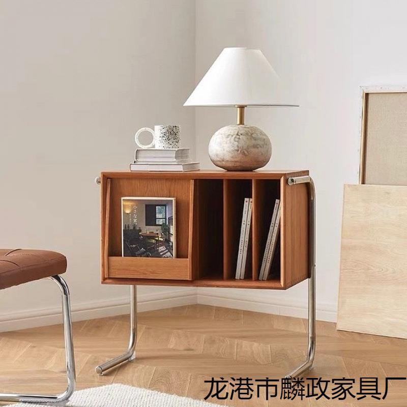 家居边几柜角柜实木床头柜205新款物黑胶2收纳中古置gf112架复古