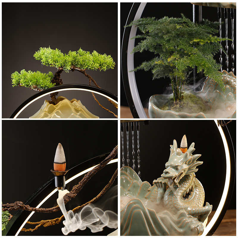 流水摆件创意龙办公室桌面客厅家居装饰循环水开业乔迁招财礼品