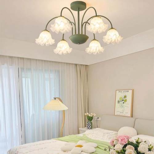 法式奶油风厅吊830灯极简网红铃兰灯中古田客园公主房朵卧吊室花