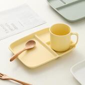 ins奶黄早餐盘陶瓷分格餐盘减脂简约一人食餐具盘子点心盘水果盘