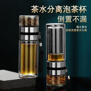 茶水分离杯450ml双层玻璃杯礼品杯子保温杯