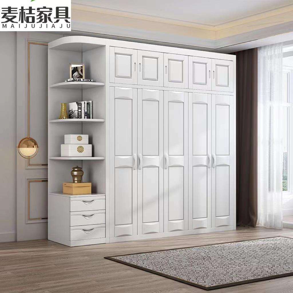 中式实木衣柜3456门对开门现代简约家用卧室大衣橱田园风家具