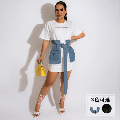 Women Letter Print Tee Dress Casual Sleeve shirt Summer