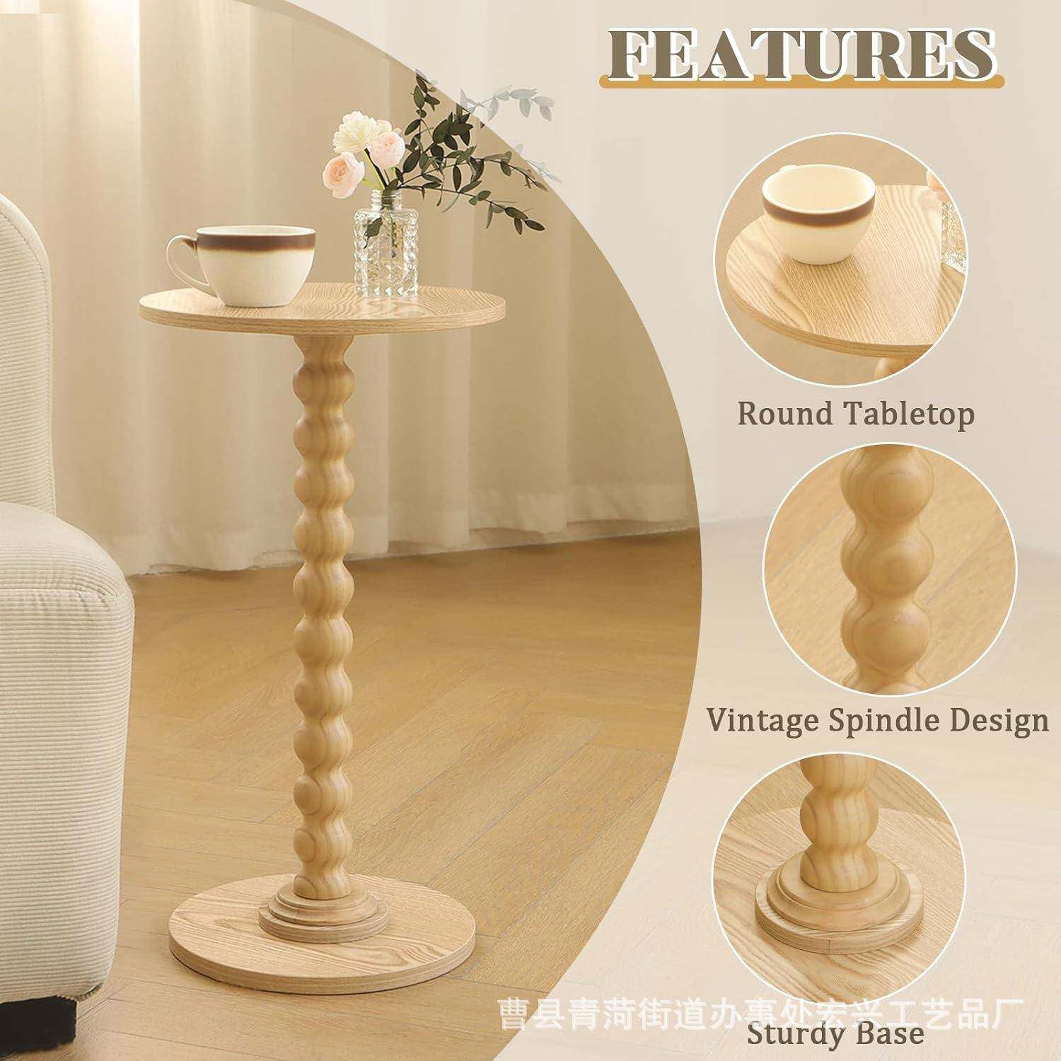 实木边几圆形边桌小空间小饮料桌现代口音茶几简约拆装木质角几