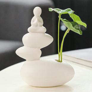 创意简约无相佛人物小和尚水培花插家居办公室桌面陶瓷花器小摆件
