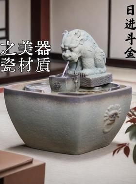 日进斗金招财流水摆件办公室前台茶室开业礼物高档新中式循环水景