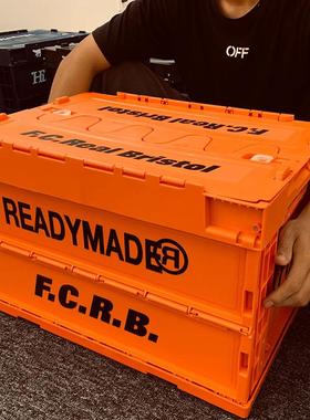 潮牌FCRB工业风储物箱可折叠家用加厚带盖收纳整理箱INS装饰摆件