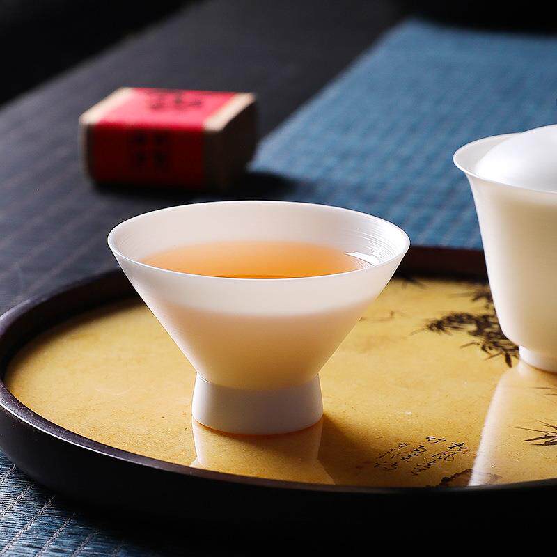 羊脂玉冰种拉坯茶杯主人杯德化白瓷高档杯子茶具闻香杯德化手作