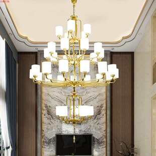 大厅挑空客厅吊灯中式 楼客厅大吊灯简约现代35头吊灯 跃层别墅复式