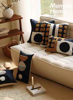 manyujia Row蓝色棉麻覆古民宿枕头枕套与核心客厅沙发枕头床靠垫