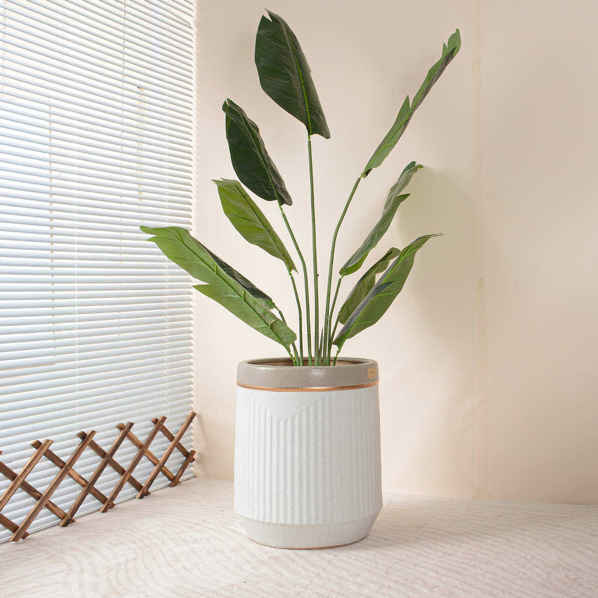 简约圆柱形陶瓷花盆30cm以上大口径室内外散尾葵绿植落地厂家直销