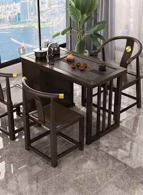 实木型茶桌椅组胡桃木阳小台泡茶家用休台闲中合古茶几简约ww餐桌