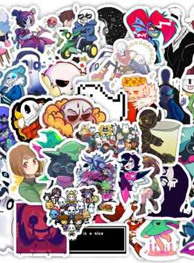 50张游戏传说之下Sans Frisk涂鸦贴纸行李箱笔记本电脑防水贴画
