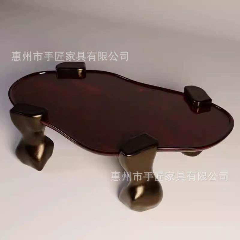 意大利玻璃钢创意复古做旧金属异形茶几边几别墅客厅半身像咖啡桌