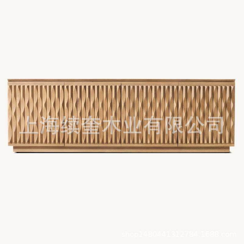 RH美式实木储物电视柜别墅客厅家具亚马逊外贸海外出口供应商