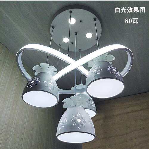 2024新款4头跑马灯遥控变色圆形餐厅灯家用卧室走廊吊灯时尚吧台