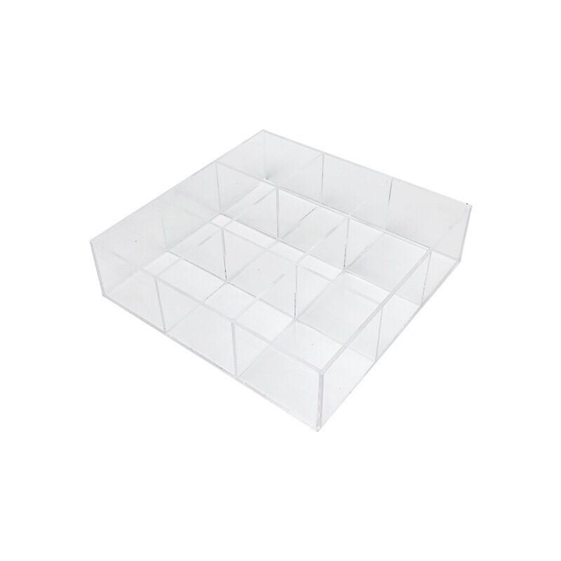 亚克力收纳盒透明格子展示盒九宫格印章珠子分格盘耳钉饰品盒带盖