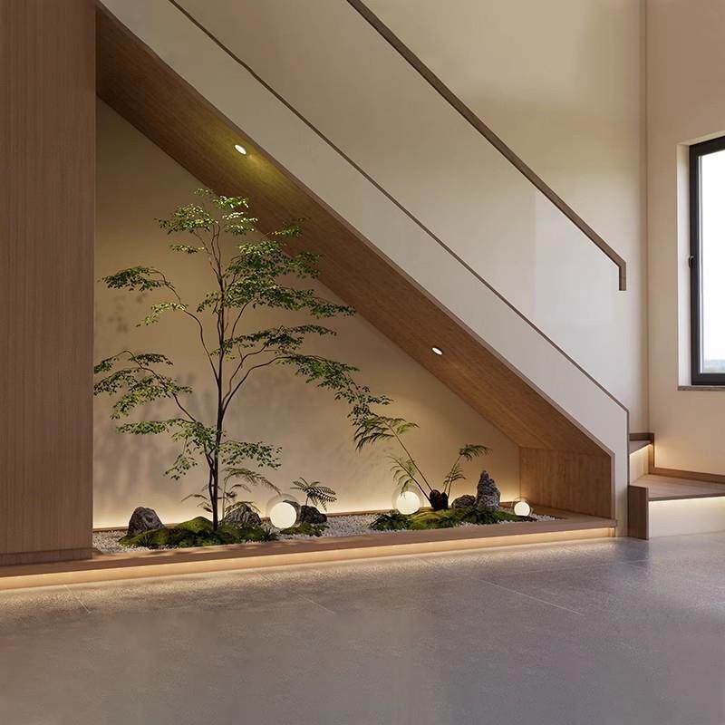 仿真绿植榕树造景室内商场楼梯下角落大型假树微景观落地摆件