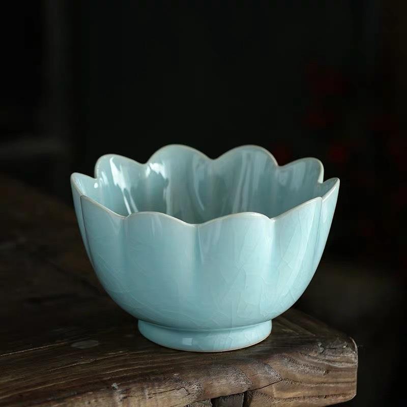 汝窑莲花大茶洗五大名窑杯洗 茶洗 哥官汝均定窑 功夫茶具配件
