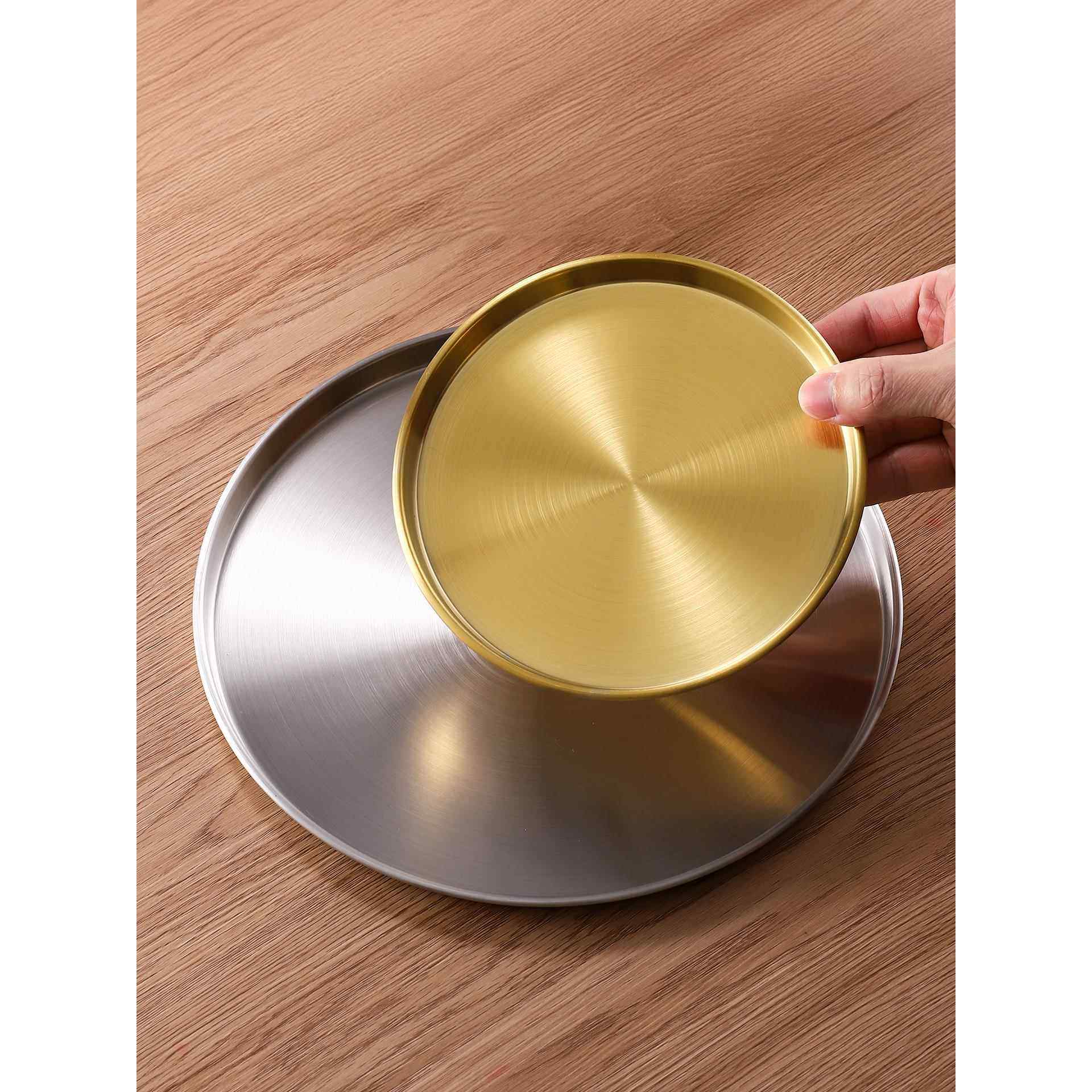 日式不锈钢圆盘平底浅盘子托盘骨碟商用烤肉菜盘水果盘甜品蛋糕盘,餐饮具,餐用托盘,淘宝优惠券,粉丝福利购,淘宝优惠卷